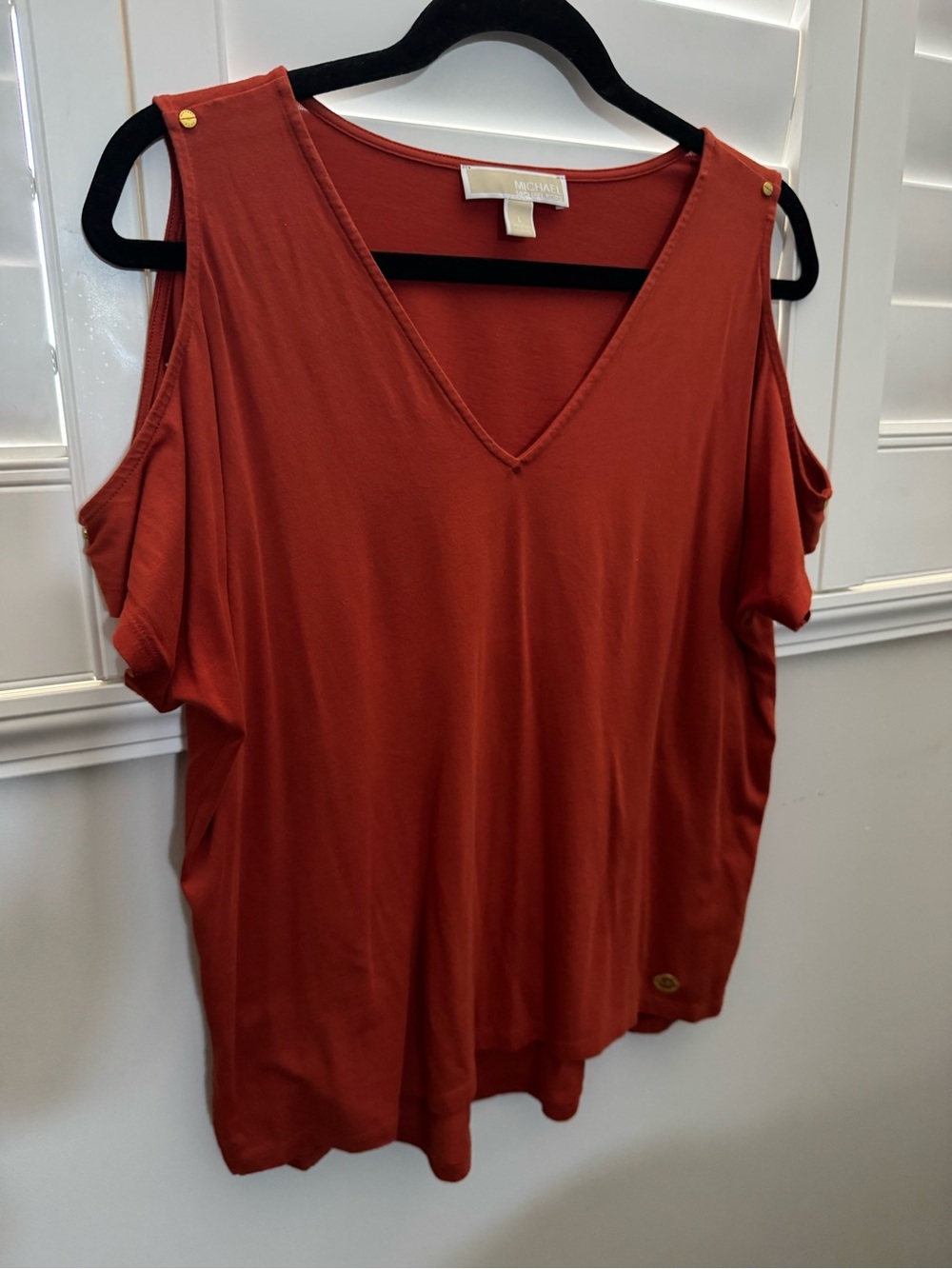 MICHAEL KORS ORANGE COLD SHOULDER LADIES TOP